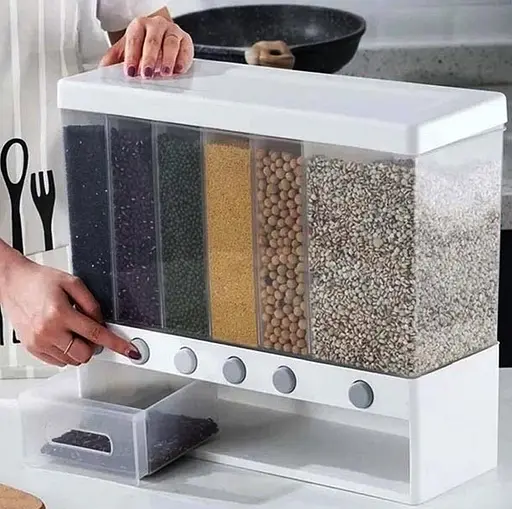 Органайзер для сипучих продуктів Assorted grain rice bucket JC-2170 Диспенсер для круп 6 секцій - фото 4