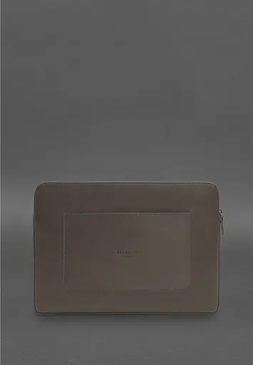 Кожаный чехол BlankNote для ноутбука на молнии с хлястиком и карманом Темно-бежевый - фото 4