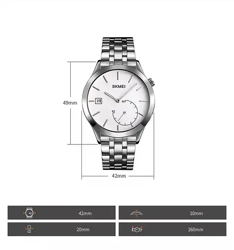 Мужские кварцевые часы Skmei 1581 Prestige серебристые - фото 4