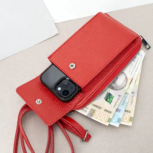 Гаманець з чохлом для телефону з ручкою на плече Virginia Conti 03047 червоний - фото 3