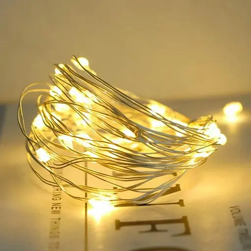 Гирлянда Роса Нить 100 LED на батарейках 10 м Тепло белый - фото 3