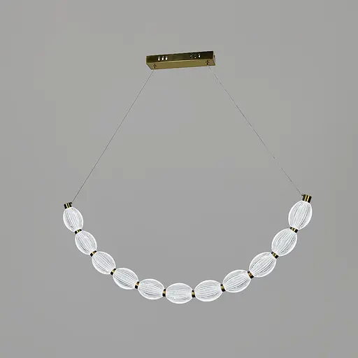 Дугова Led люстра з 11 прозорими рельєфними кульками у корпусі 90 см | Line F | Арт. MJ344-900L AB+CL - фото 1