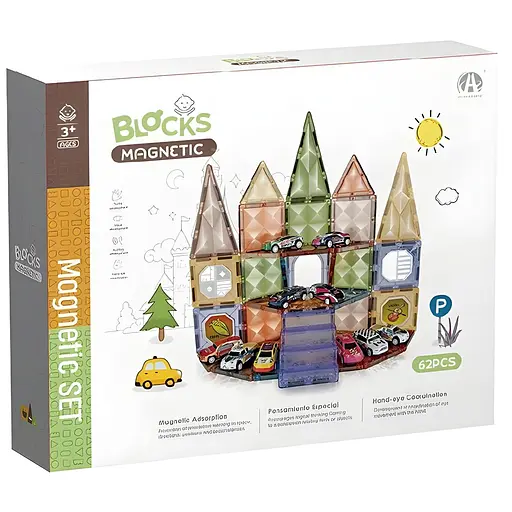 Конструктор магнітний Машинки DIY Magnetic Building Blocks на 62 деталі (СН1192) - фото 3