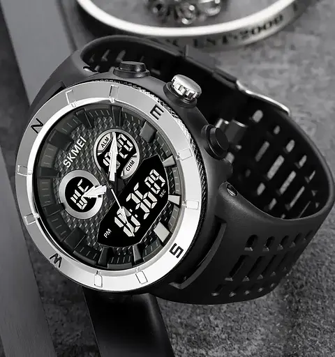 Годинник чоловічий наручний спортивний Skmei 2014 (Чорний з сріблястим) - фото 7