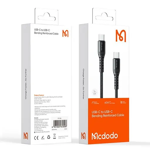 Кабель Mcdodo Type-C to Type-C 60W Data Cable 3 м Чорний - фото 2