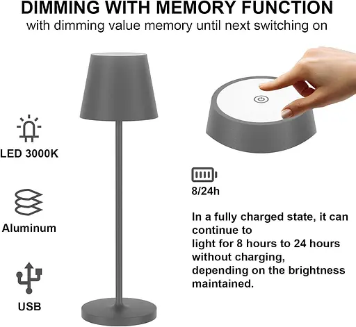 ЧорніУпаковка з 2 світлодіодних настільних ламп Klighten з регульованою яскравістю, теплий світловий тон 3000 К, дизайнерська - фото 2