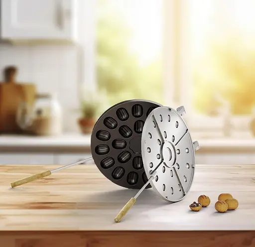 Горішниця велика форма для випікання горішків на плиті з антипригарним/тефлоновим покриттям (23 горіхи) + квітка, Ласунка Чорний 85790 - фото 7