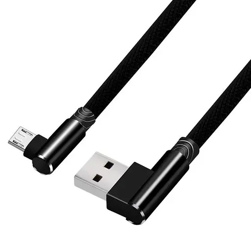 Micro usb кабель з Г-подібними роз'ємами - 2 метри, чорний (100911) - фото 2