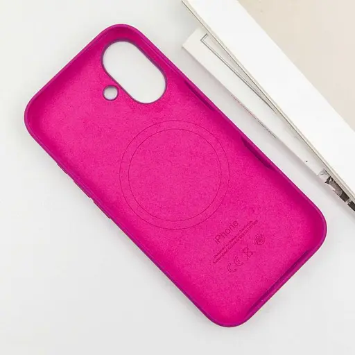 Чехол Epik Silicone case AAA с Magsafe и анимационной кнопкой для Apple iPhone 16, 6.1 Fuchsia - фото 5