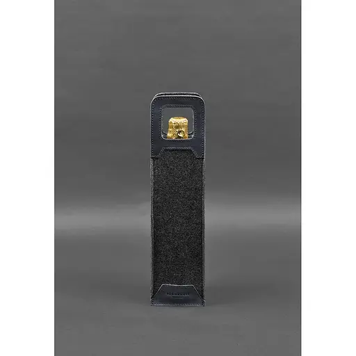 Чехол для вина BlankNote Crazy Horse 1.0 из фетра с кожаными вставками синий - фото 2