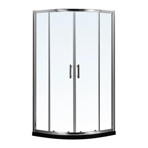 Душевая кабина угловая RJ 100x100 раздвижная, прозрачное стекло 6 мм с покрытием Nano, с ПВХ-подиумом и полочкой, хром K9170-FBM-1005, прозрачный, хром - фото 1