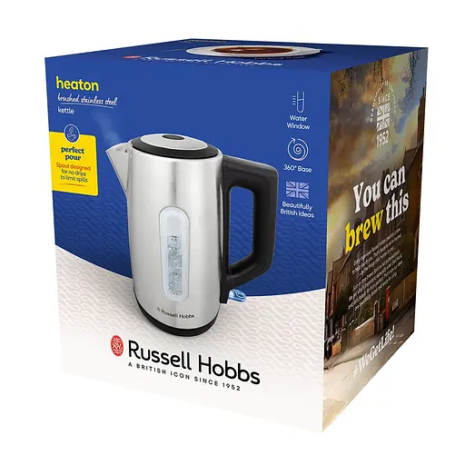 Russell Hobbs Электрочайник Heaton, 1.7л, нержавеющая сталь, серебристо-черный - фото 8