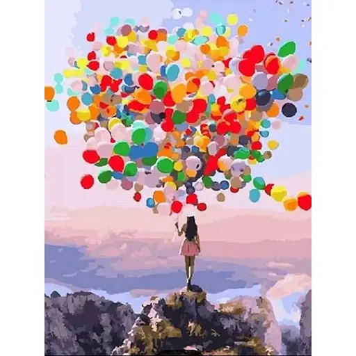 Алмазна мозаїка 50*40 на підрамнику повна викладка Різнокольорові повітряні кульки - фото 1