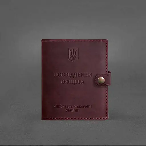 Кожаная обложка-портмоне для удостоверения офицера 11.0 бордовая Crazy Horse - фото 9