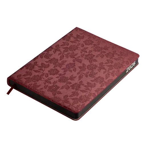 Щоденник датований Buromax Bloom 2026 A5 штучна шкіра темно-червоний (BM.21156-13) - фото 2
