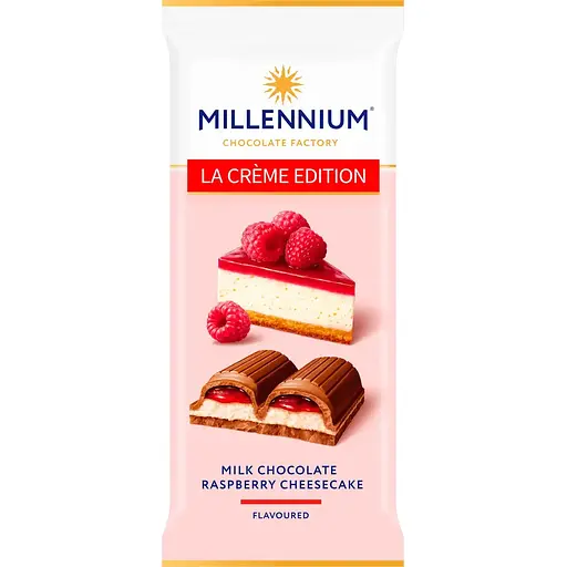 Шоколад Millennium La Creme Edition молочный с кремовой и малиновой начинкой 100 г - фото 1