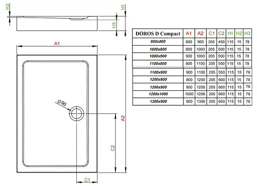 Душовий піддон Radaway Doros D Compact 120x80 SDRD1280-05 - фото 2