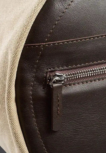Сумка Harper MAXI з канвасу з темно-коричневими шкіряними вставками - фото 7
