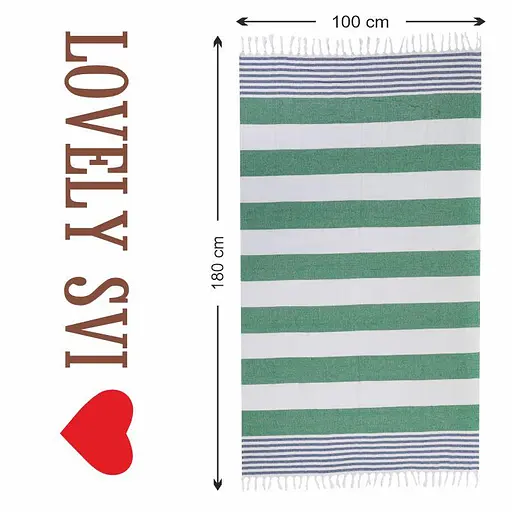 Рушник пештемаль Lovely Svi бавовняний, пляжний, хамам, spa - XХL 100x180 см Green/Blue Stripes (6032025) - фото 5