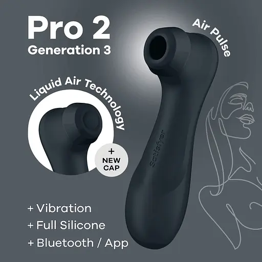 Вакуумний стимулятор клітора з вібрацією Satisfyer Pro 2 Generation 3 Connect App чорний - фото 5