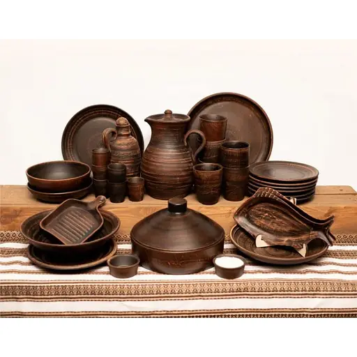 Різдвяний набір керамічного (глиняного) посуду Дачний на 6 осіб 33 предмети