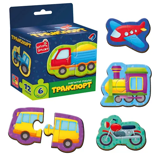 Детские магнитные пазлы Транспорт VT1733-02, 6 картинок - фото 2