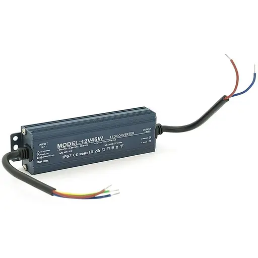 Импульсный блок питания герметичный Voltronic (Led Converter) 12V 45W, IP67, 137х21х37 мм, Box - фото 1