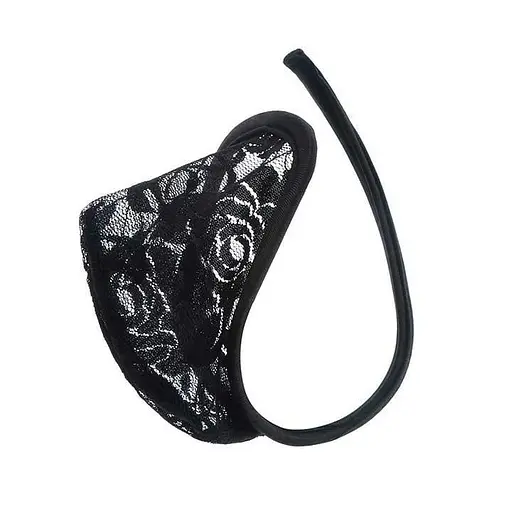 Чорні чоловічі С-стрінги без лямок комфортні L XL з мереживом - фото 1