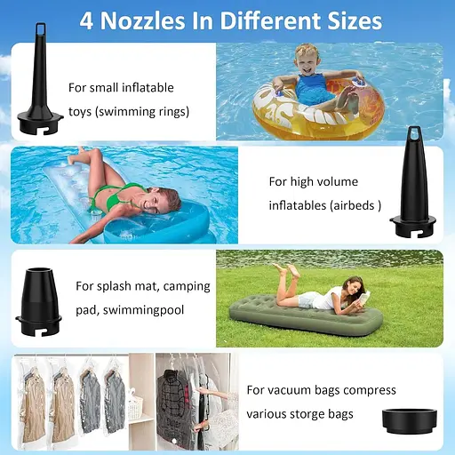 Електричний повітряний насос EAFC для надувних матраців 5000 мА·год 4 насадки - фото 5