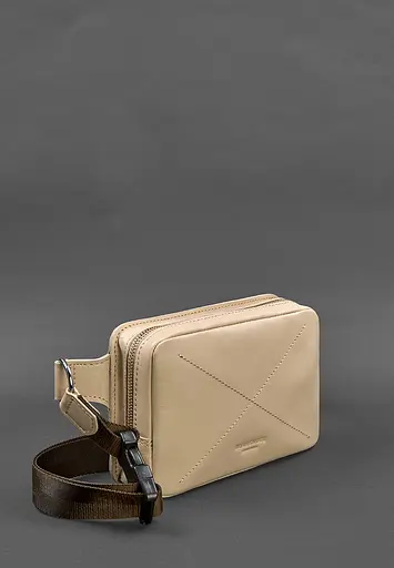 Шкіряна жіноча поясна сумка Dropbag Mini світло-бежева - фото 7