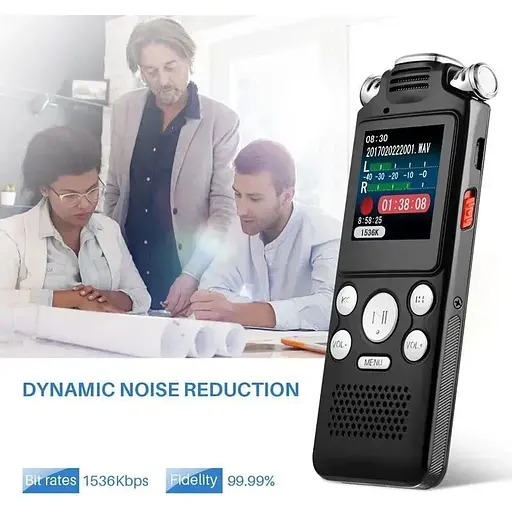 Диктофон Sttwunake V59 цифровой с таймером для записи голоса стерео 8 Гб черный - фото 7