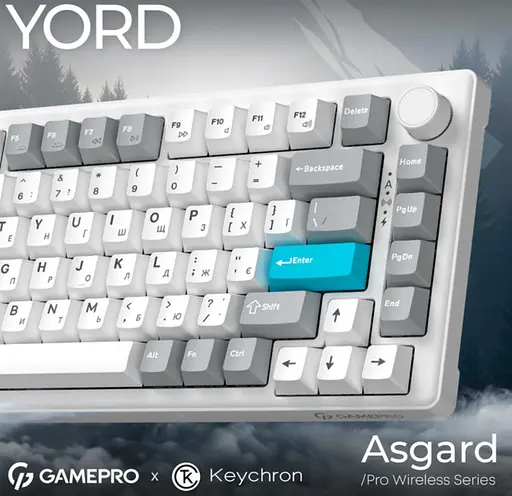Клавиатура игровая механическая GamePro MK-266-WH Asgard Yord Keychron Super Red Switch Bluetooth 5.2/2.4 ГГц/USB White - фото 4