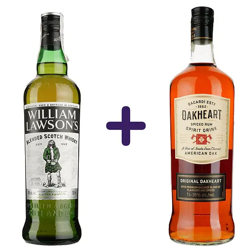 Набір: Віскі William Lawson's 40% 0.7 л + Спиртний напій на основі рому Bacardi Oakheart Original 35% 1 л