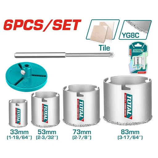 Набір коронок Total TAC44061 із напиленням карбіду вольфраму 6 шт.