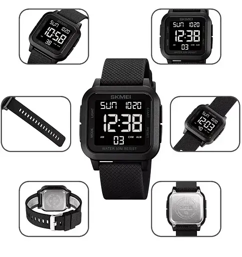 Чоловічий наручний годинник Skmei 1894 (Чорний з чорним циферблатом) - фото 6
