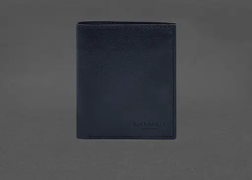 Кожаный портмоне на кнопке Brut синий краст - фото 1