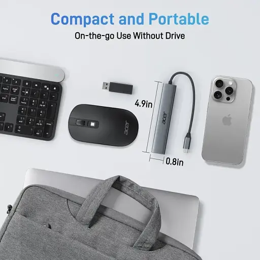 Концентратор Acer 5 в 1 USB C з 4K HDMI, потужністю 100 Вт, 3 портами даних USB A, багатопортовий адаптер USB C - фото 5