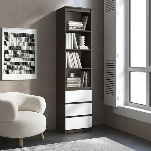 Пенал для книг Vays R-25, с открытыми полками и ящиками, без ручек, ЛДСП, 50×40×211 см - для гостиной, спальни - фото 8