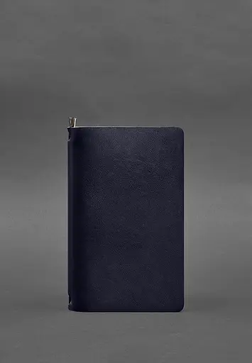 Кожаный блокнот (софт-бук) 8.0 на резинке синий краст - фото 2
