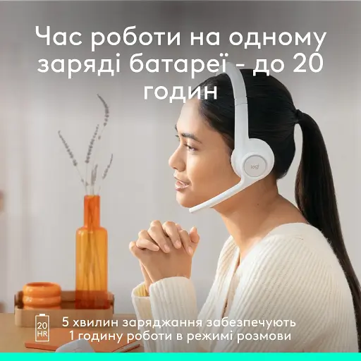 Bluetooth-гарнітура Logitech Zone 300 Wireless Off-White (981-001417) - фото 9