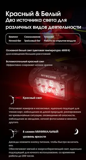 Налобный фонарь Nitecore HC60 UHE USB Type-C 1600лм (10 режимов) с белым и красным светом - фото 10