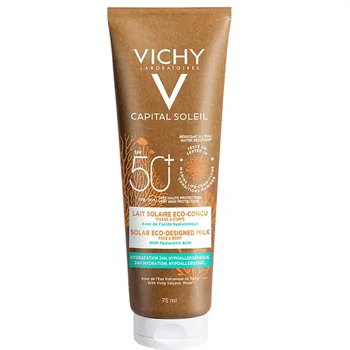 Солнцезащитное увлажняющее молочко Vichy Capital Soleil Solar Eco-Designed Milk для кожи лица и тела SPF 50+ 75 мл