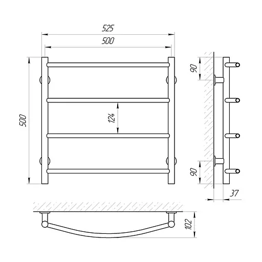 Електрична рушникосушка Laris Зебра Класік ЧК4 500x500 Е 75201007 - фото 5