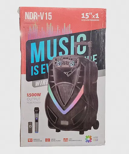 Беспроводная уличная Bluetooth колонка NDR-V15 1500Вт (динамик 40 Вт) 15 дюймов - фото 5
