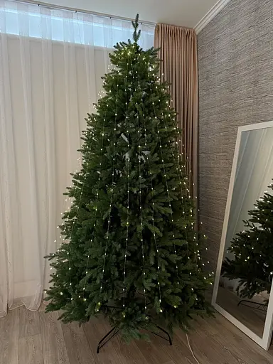 Світлодіодна гірлянда Роса-пучок Кінський хвіст 2 м 25 ниток 500 LED тепле біле світло білий провід з пультом 8 режимів - фото 4