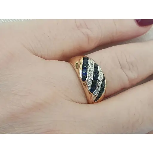 Золотое кольцо с бриллиантами и сапфиром. RS6133K 17 - фото 6