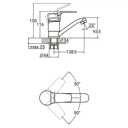 Змішувач для кухні Aquatica MJ-1B135C 9744100 - фото 2