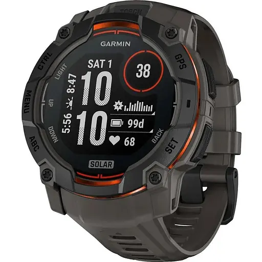 Смарт-часы Garmin Instinct 3 50mm Solar Black with Charcoal Band 010-02935-00 - фото 1