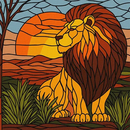 Картина за номерами "Вітраж. Лев" ©art_selena_ua Ідейка KHO5168, 30x30 см - фото 1