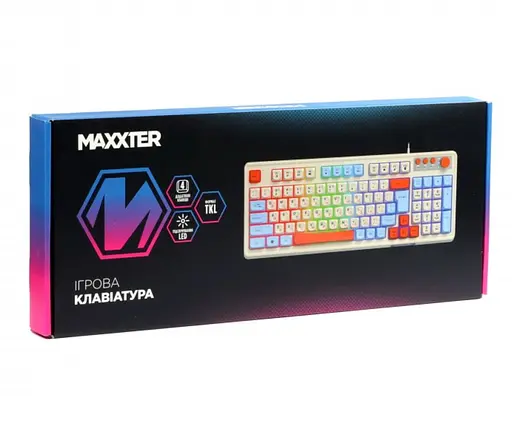 Ігрова клавіатура Maxxter KBG3C01 USB White-Blue - фото 5
